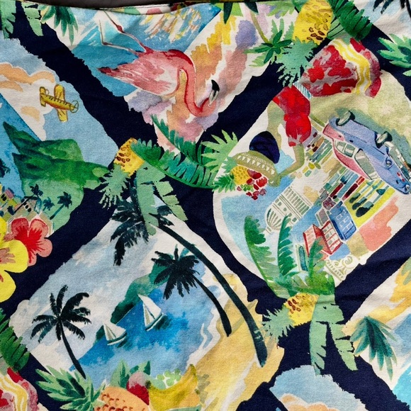 Talbots Skirt. Tropical Flamingo Hawaiian Print. Straight Stretch. Size 8 - Picture 3 of 5